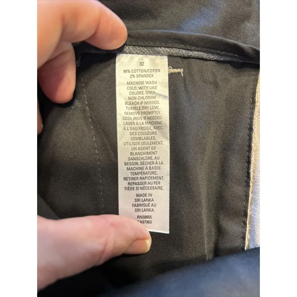 NORDSTROM Pants Mens 32 x 32 Gray Taupe Cotton Athletic Fit Non Iron Flat Front